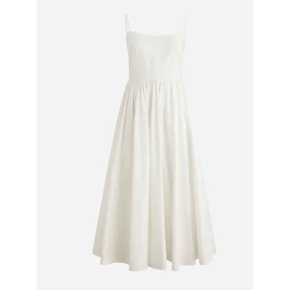 NWT J.Crew Womens White A-Line Stretch Cotton Poplin Midi Dress Size 20